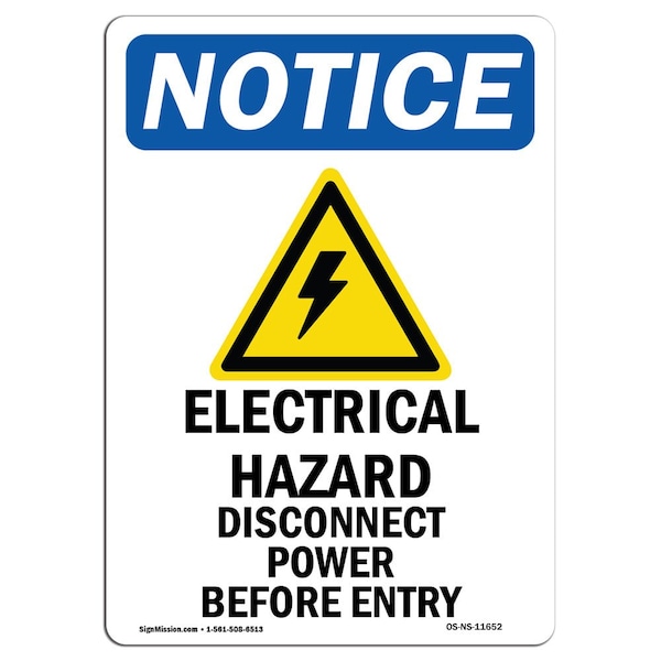 Sign, 5" H, 3.5" W, Electrical Hazard Sign With Symbol, Portrait, NS-D-35-V-11652-10PK